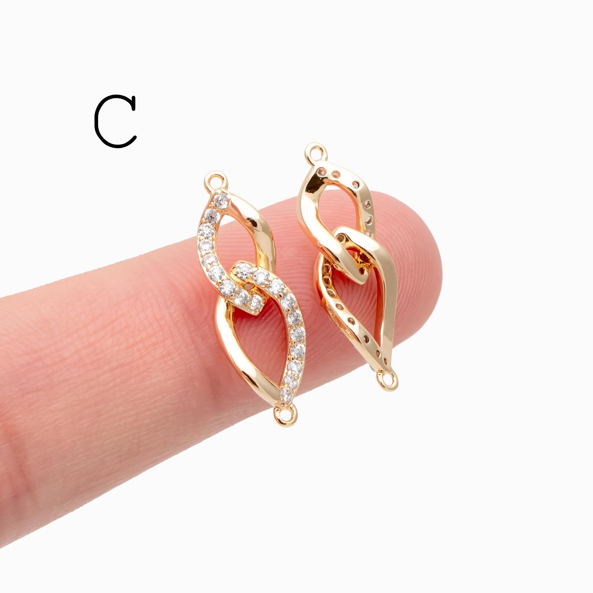 4pcs Gold Chain Connector Links, Bracelet Connector, Earring Findings, Jewelry Making, Diy Material, Jewelry Supplies (GB-2197)